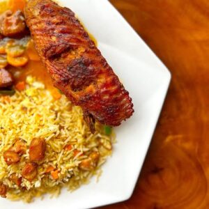 Chinese Rice, Chicken Sauce & Grilled Turkey